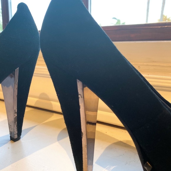 Sam Edelman black suede embellished platform pumps - Picture 6 of 8